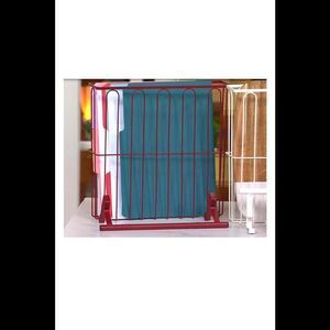 Cella 2-in-1 Hanging Cabinet Organizer & Kitchen Towel Holder Red